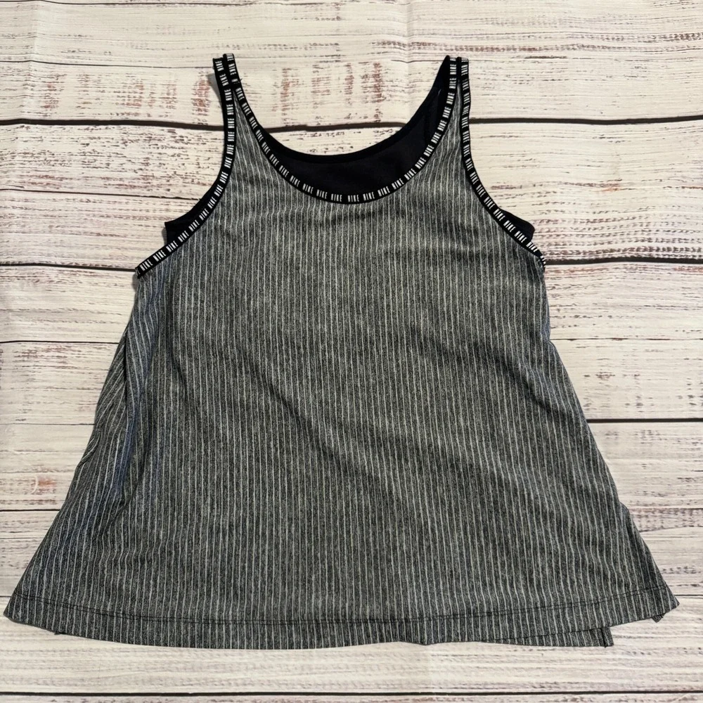 Nike Dri-FIT Tank Top Shirt w/ Sport Bra Black Youth Girls‎ Size XL